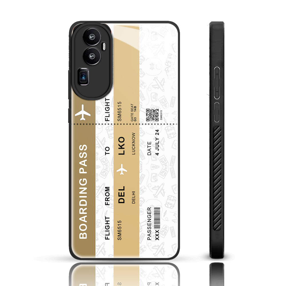 Boarding Pass Glass Phone  Back Case For Reno 10 Pro Plus.