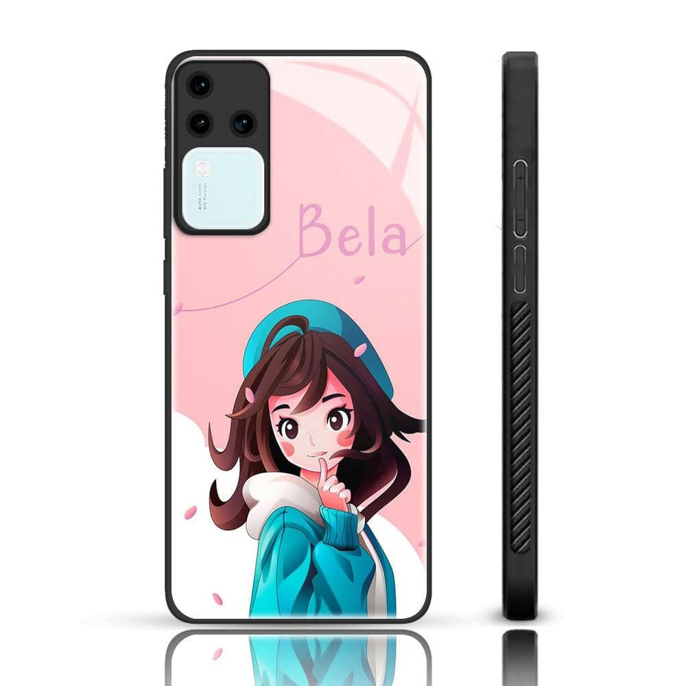 Girls Custom Name Glass Phone Back Case For Vivo v30