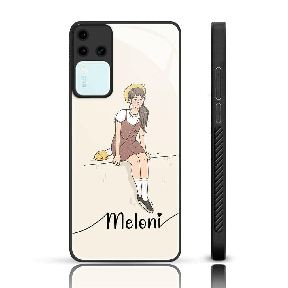 Girls Custom Name Glass Phone Back Case For Vivo v30