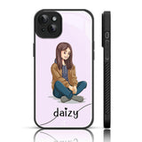 Karwan Girls Custom Name Glass Phone  Back Case For iPhone 14 Karwan iphone 14