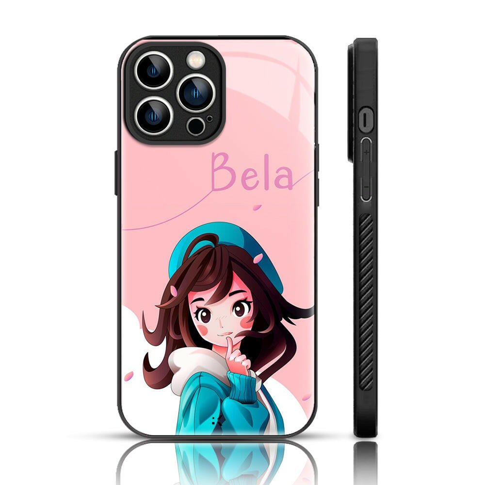 Girls Custom Name Glass Phone Back Case For iphone 11 pro