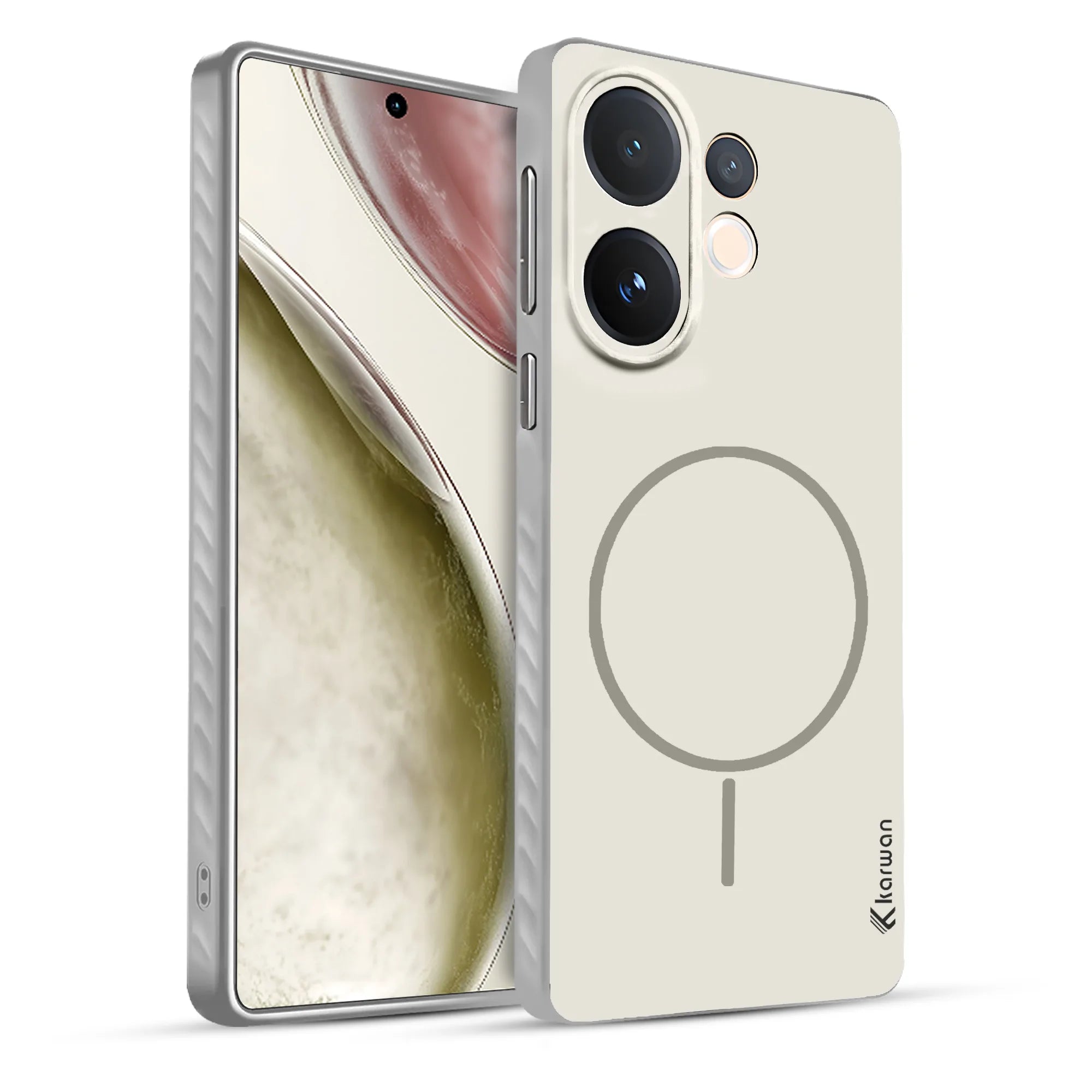 Karwan Matte MagEaze Vivo V60 Case Stone Grey - Slim Drop Protection Cover India