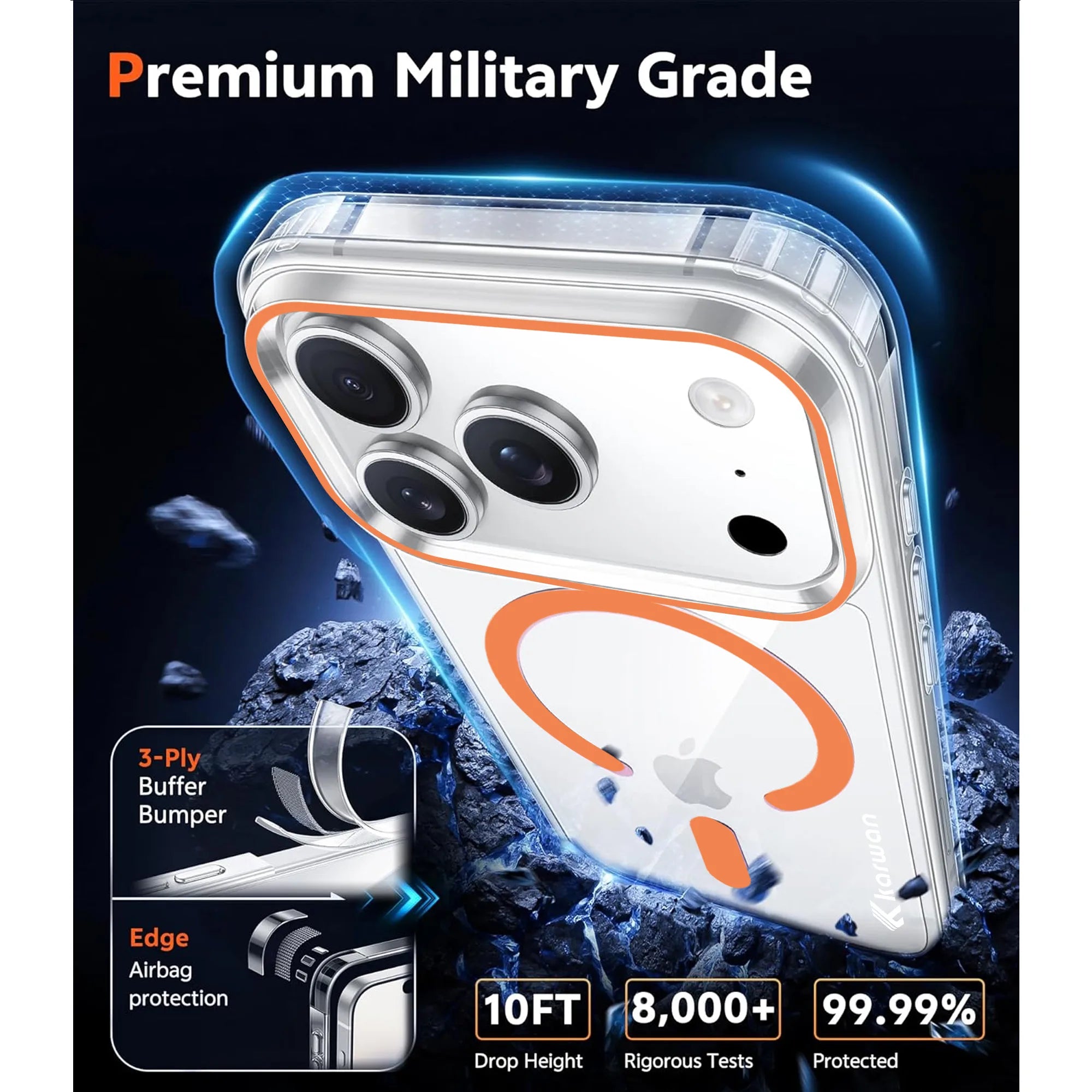 Karwan MagSafe iPhone 17 Pro Case – Strong Magnetic Transparent Cover – India