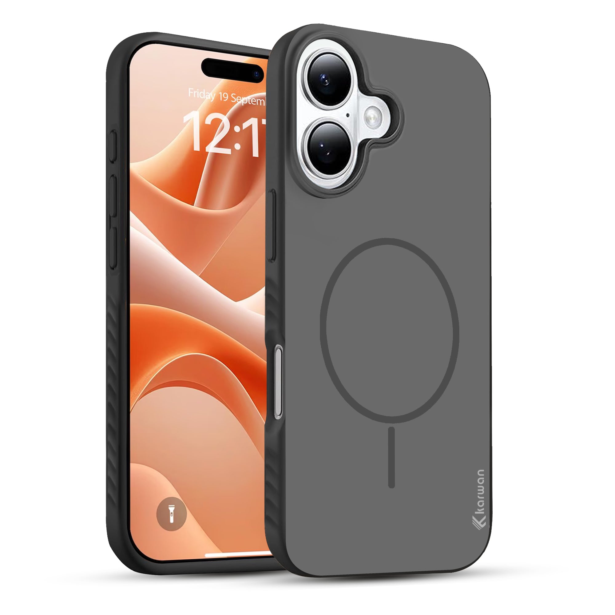 Karwan Matte MagEaze Case for iPhone 16 - Matte Black MagSafe Compatible Slim Cover India