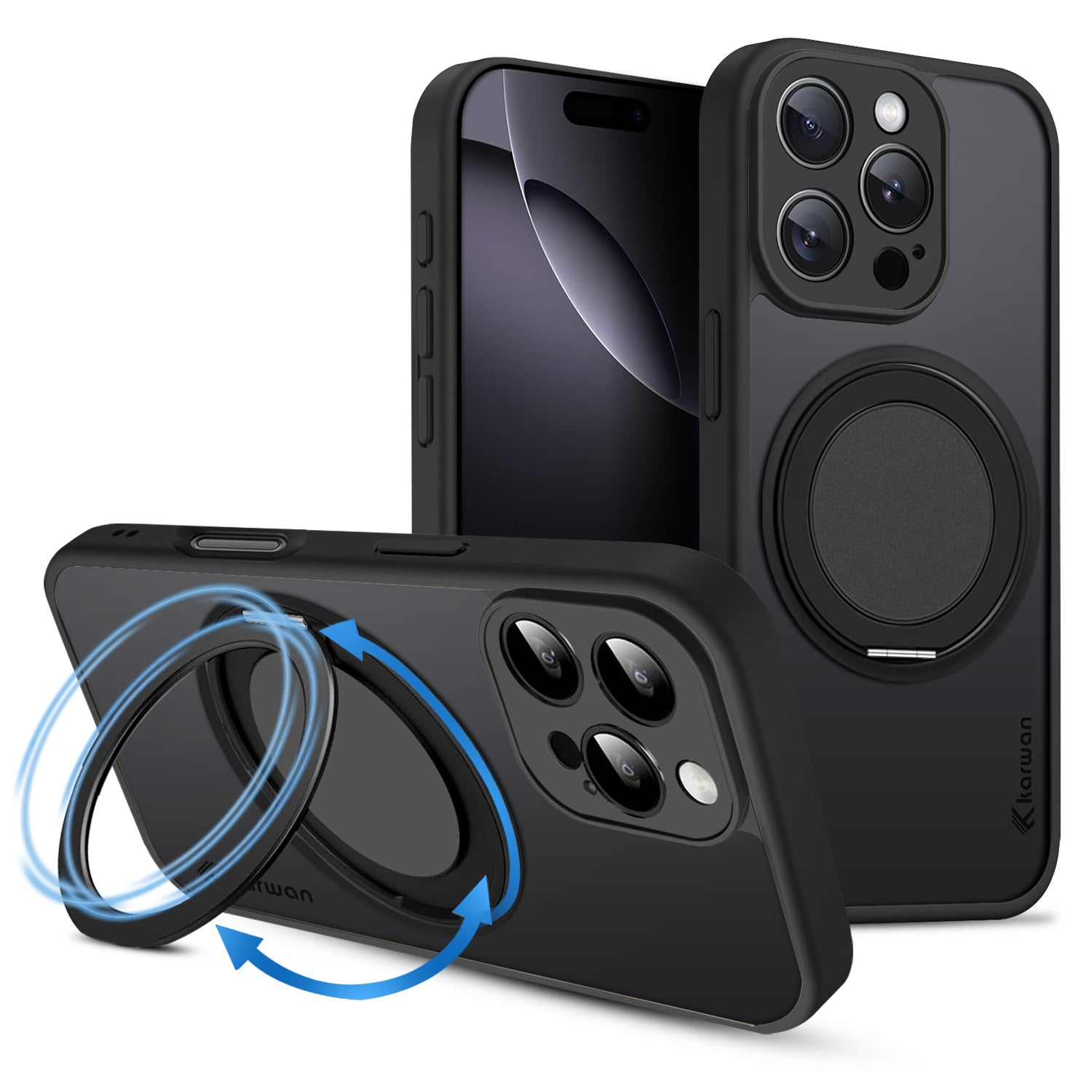 Karwan GhostRing MagSafe Rotating Ring Stand Case For  iPhone 16 Pro Max