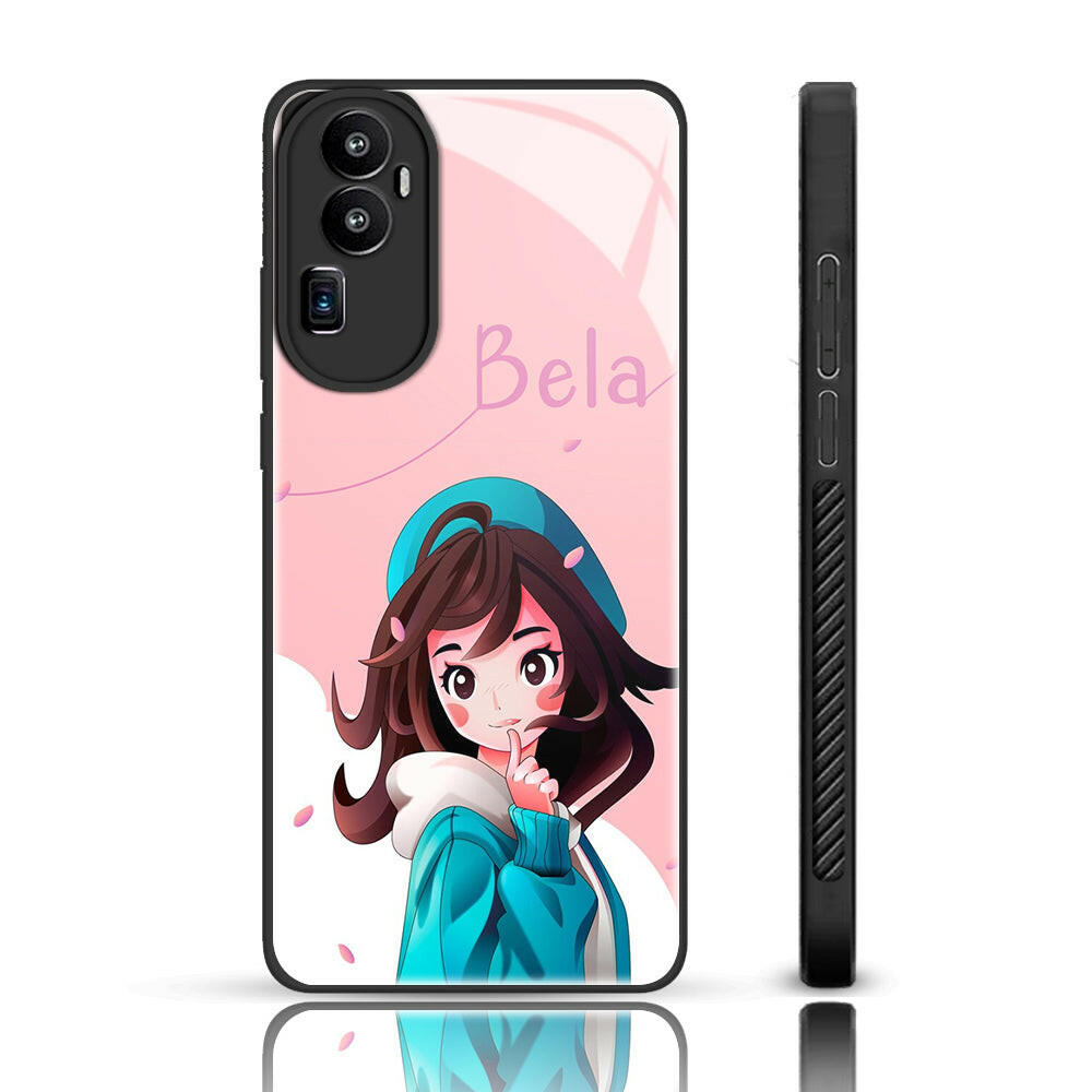 Girls Custom Name Glass Phone  Back Case For Reno 10 Pro Plus.