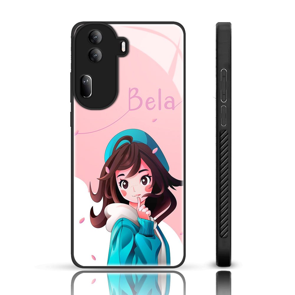 Girls Custom Name Glass Phone Back Case For Reno 11 Pro