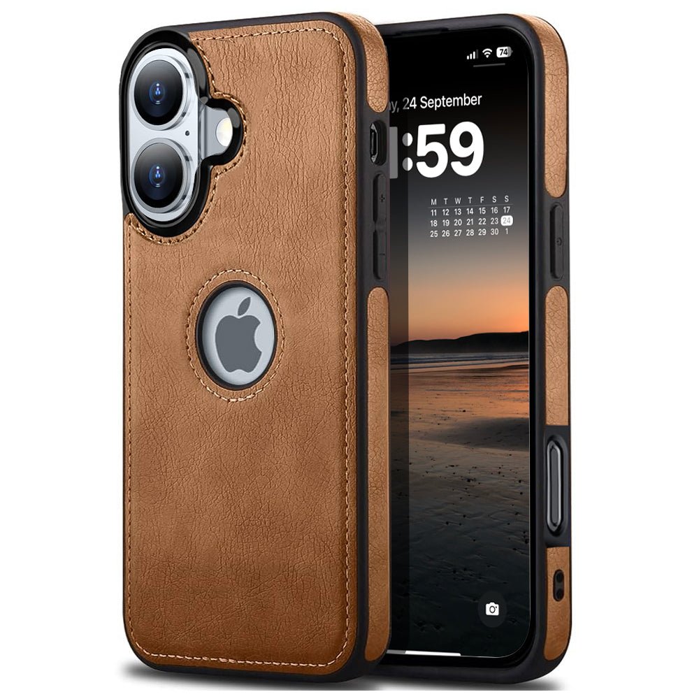 Pu Leather Back Cover for Apple iPhone 16 Plus