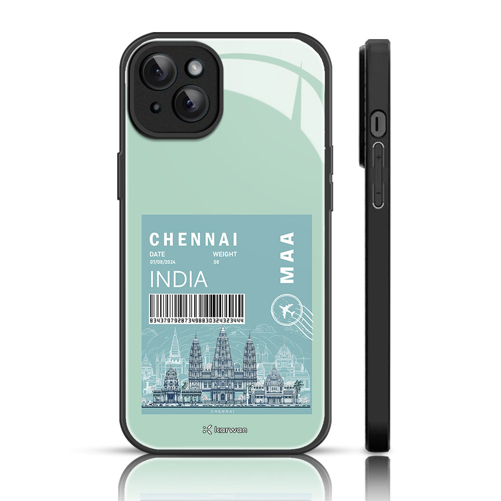 City Name  Glass Phone Back Case For iPhone 15 Plus.