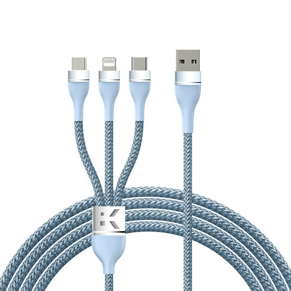 Karwan 3-in-1 Fast Charging Cable | 100W Power | USB-C, Lightning & Micro USB