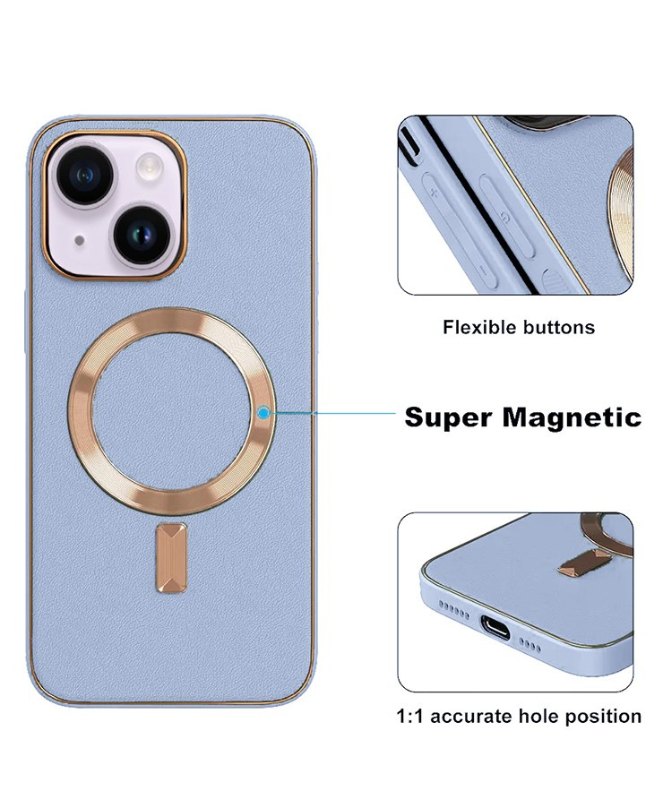 Magsafe-Golden-Leather-IPhone-13-14-SkyBlue